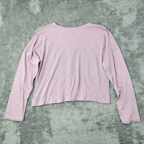 Wild Fable Shirt Womens L Purple Long Sleeve Cropped Top Relaxed Fit Crew Neck - Picture 8 of 8